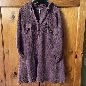 WOMENS FREE PEOPLE MAUVE THERMAL TUNIC HOODIE